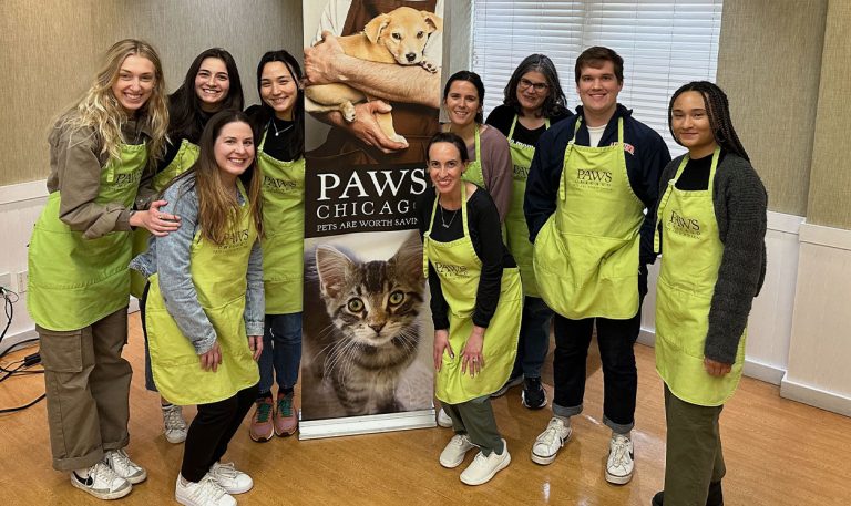 APEX Chicago volunteering with PAWS Chicago, the city's largest No Kill humane organization,
